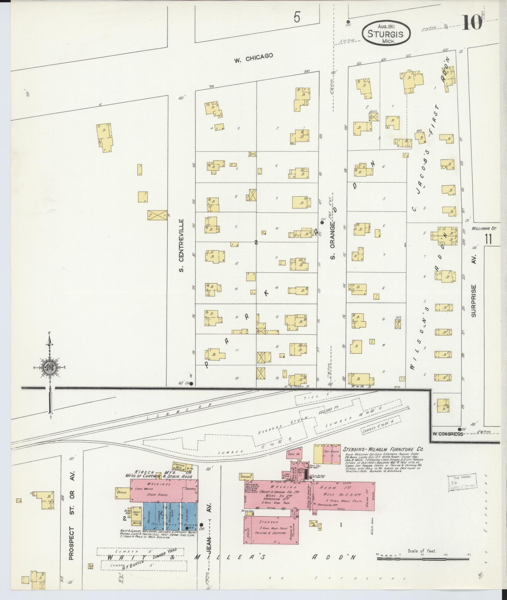 Sanborn Fire Insurance Map from Sturgis, Saint Joseph County, Michigan (1911), Sheet #0010 - Historic Sanborn Fire Insurance Map Print, vintage old map wall art, antique decor, genealogy gift, Michigan Michigan map