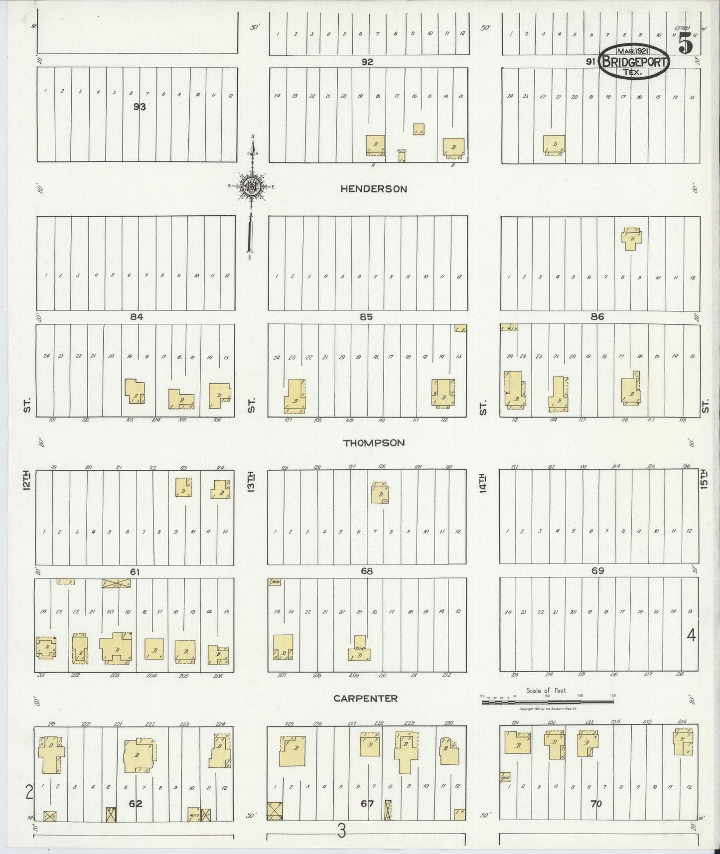 Sanborn Fire Insurance Map from Bridgeport, Wise County, Texas (1921), Sheet #0005 - Historic Sanborn Fire Insurance Map Print, vintage old map wall art, antique decor, genealogy gift, Texas Texas map