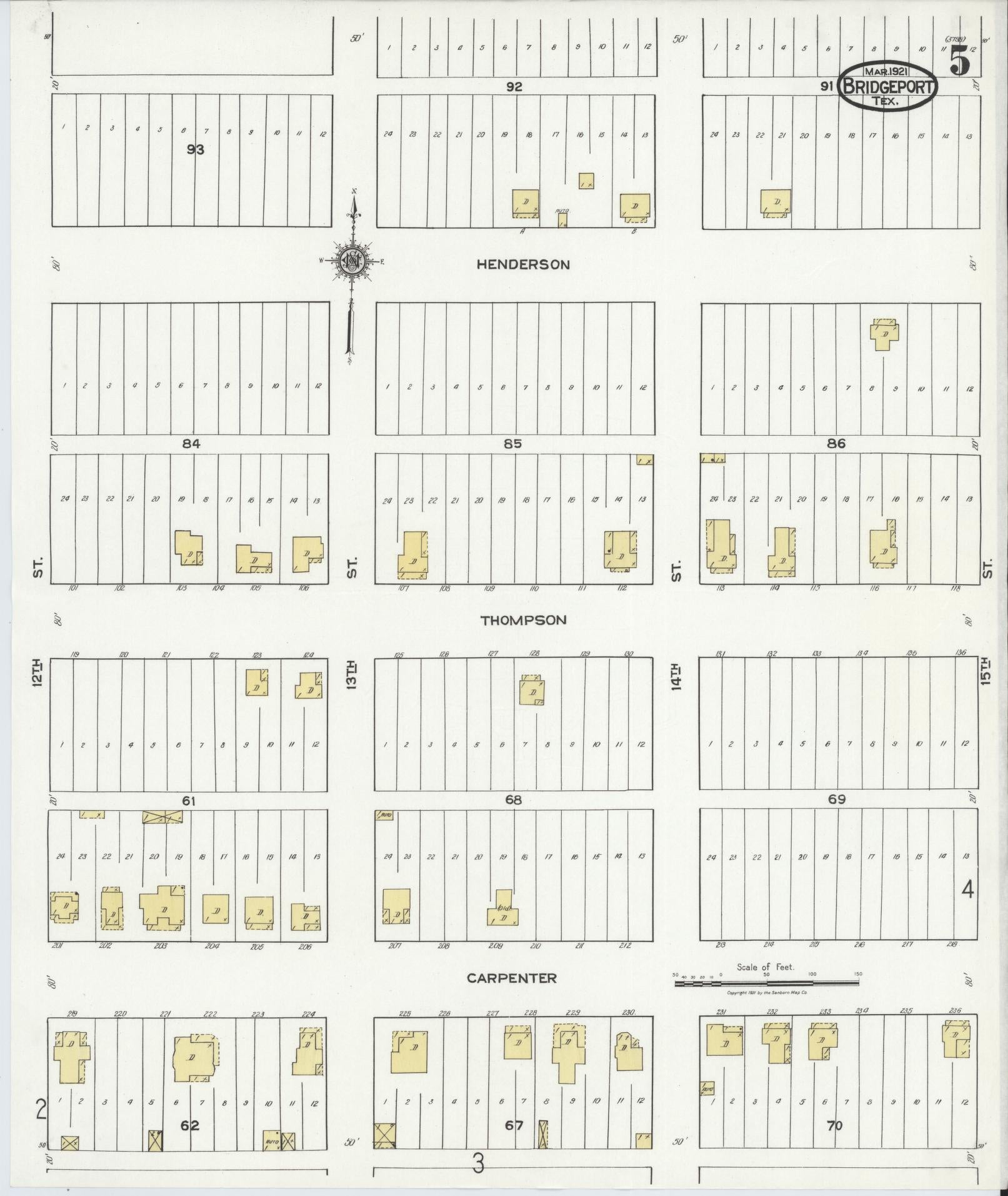 Sanborn Fire Insurance Map from Bridgeport, Wise County, Texas (1921), Sheet #0005 - Historic Sanborn Fire Insurance Map Print, vintage old map wall art, antique decor, genealogy gift, Texas Texas map