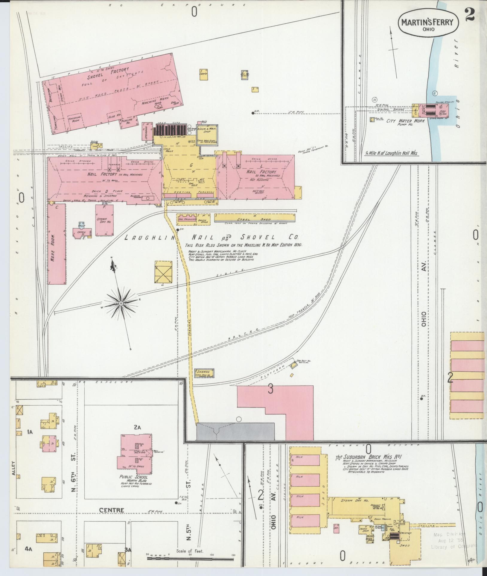 Sanborn Fire Insurance Map from Martins Ferry, Belmont County, Ohio (1900), Sheet #0002 - Historic Sanborn Fire Insurance Map Print, vintage old map wall art, antique decor, genealogy gift, Ohio Ohio map