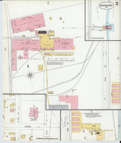 Sanborn Fire Insurance Map from Martins Ferry, Belmont County, Ohio (1900), Sheet #0002 - Historic Sanborn Fire Insurance Map Print, vintage old map wall art, antique decor, genealogy gift, Ohio Ohio map