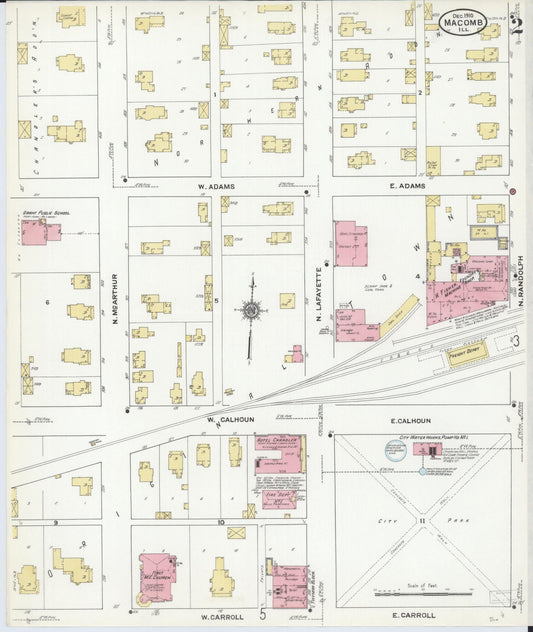 Sanborn Fire Insurance Map from Macomb, Mcdonough County, Illinois (1910), Sheet #0002 - Historic Sanborn Fire Insurance Map Print, vintage old map wall art, antique decor, genealogy gift, Illinois Illinois map