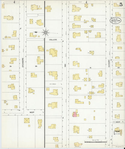 Sanborn Fire Insurance Map from Denton, Denton County, Texas (1901), Sheet #0005 - Historic Sanborn Fire Insurance Map Print, vintage old map wall art, antique decor, genealogy gift, Texas Texas map