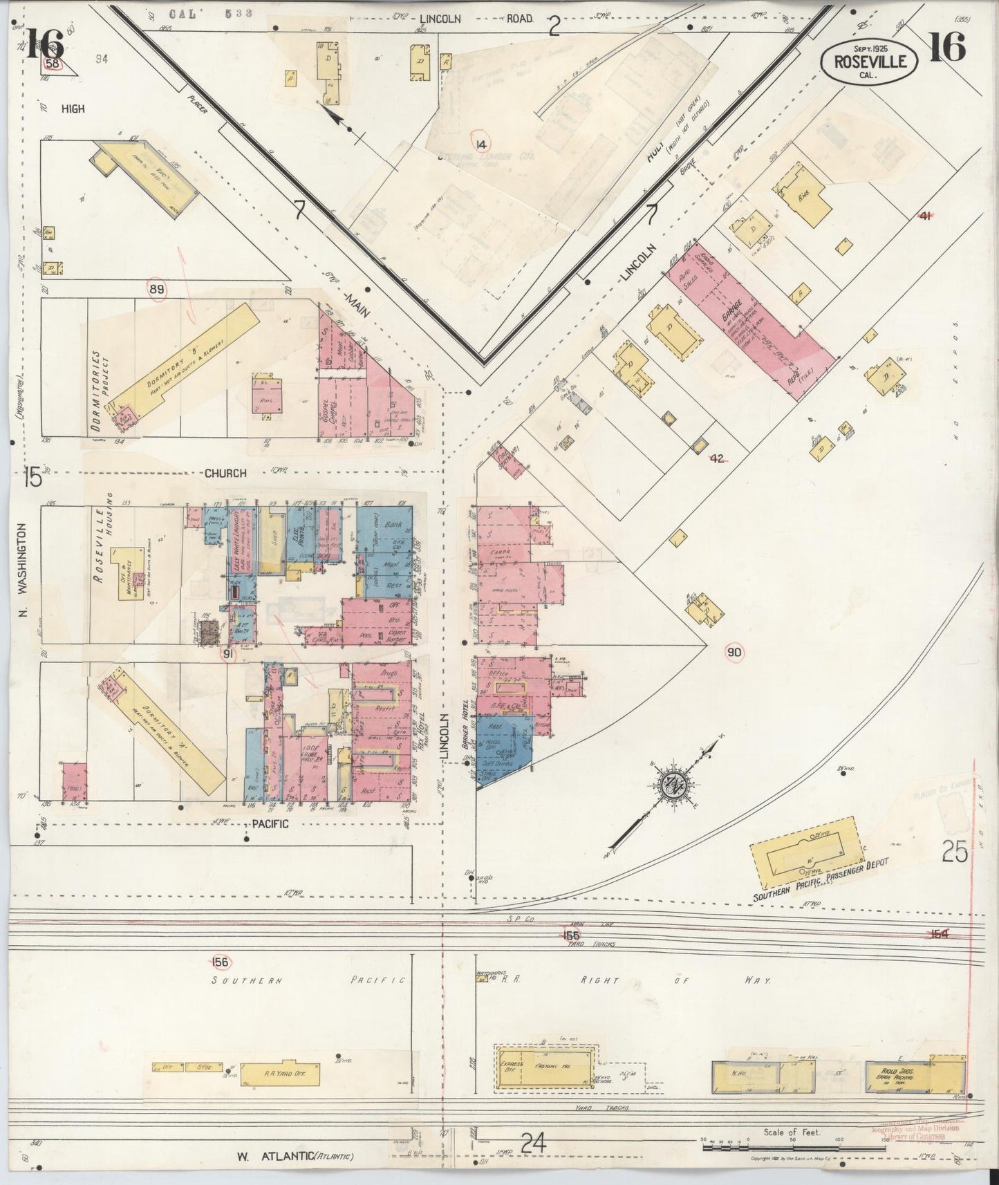 Sanborn Fire Insurance Map from Roseville, Placer County, California (1944), Sheet #0016 - Complete Map Set gallery image, historic Sanborn map, vintage wall art, California California