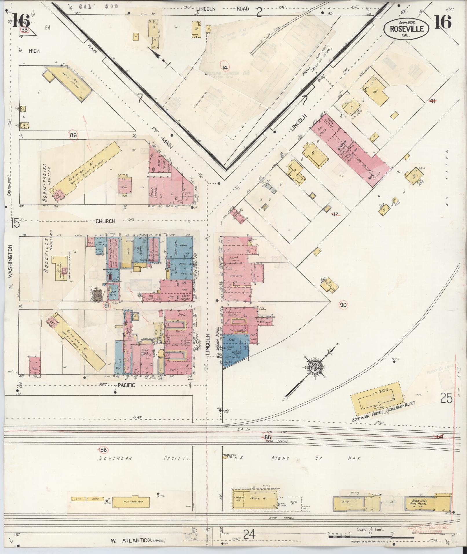 Sanborn Fire Insurance Map from Roseville, Placer County, California (1944), Sheet #0016 - Complete Map Set gallery image, historic Sanborn map, vintage wall art, California California