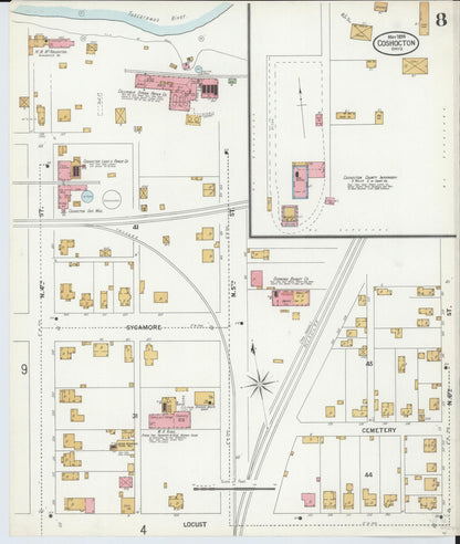 Sanborn Fire Insurance Map from Coshocton, Coshocton County, Ohio (1899), Sheet #0008 - Historic Sanborn Fire Insurance Map Print, vintage old map wall art, antique decor, genealogy gift, Ohio Ohio map