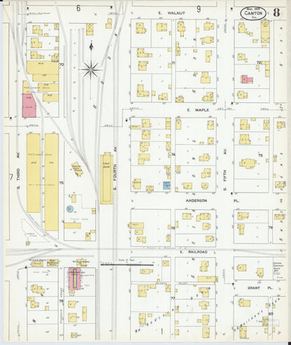 Sanborn Fire Insurance Map from Canton, Fulton County, Illinois (1909), Sheet #0008 - Complete Map Set gallery image, historic Sanborn map, vintage wall art, Illinois Illinois