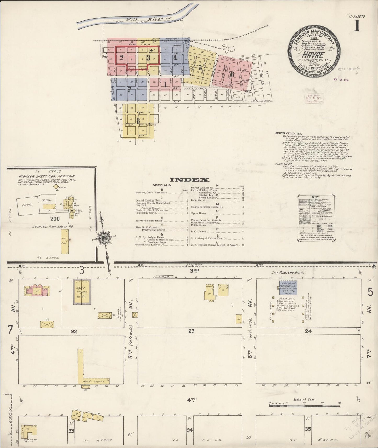 Sanborn Fire Insurance Map from Havre, Hill County, Montana (1910), Sheet #0001 - Complete Map Set gallery image, historic Sanborn map, vintage wall art, Montana Montana
