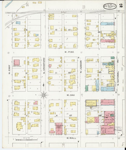Sanborn Fire Insurance Map from Fort Scott, Bourbon County, Kansas (1893), Sheet #0002 - Complete Map Set gallery image, historic Sanborn map, vintage wall art, Kansas Kansas