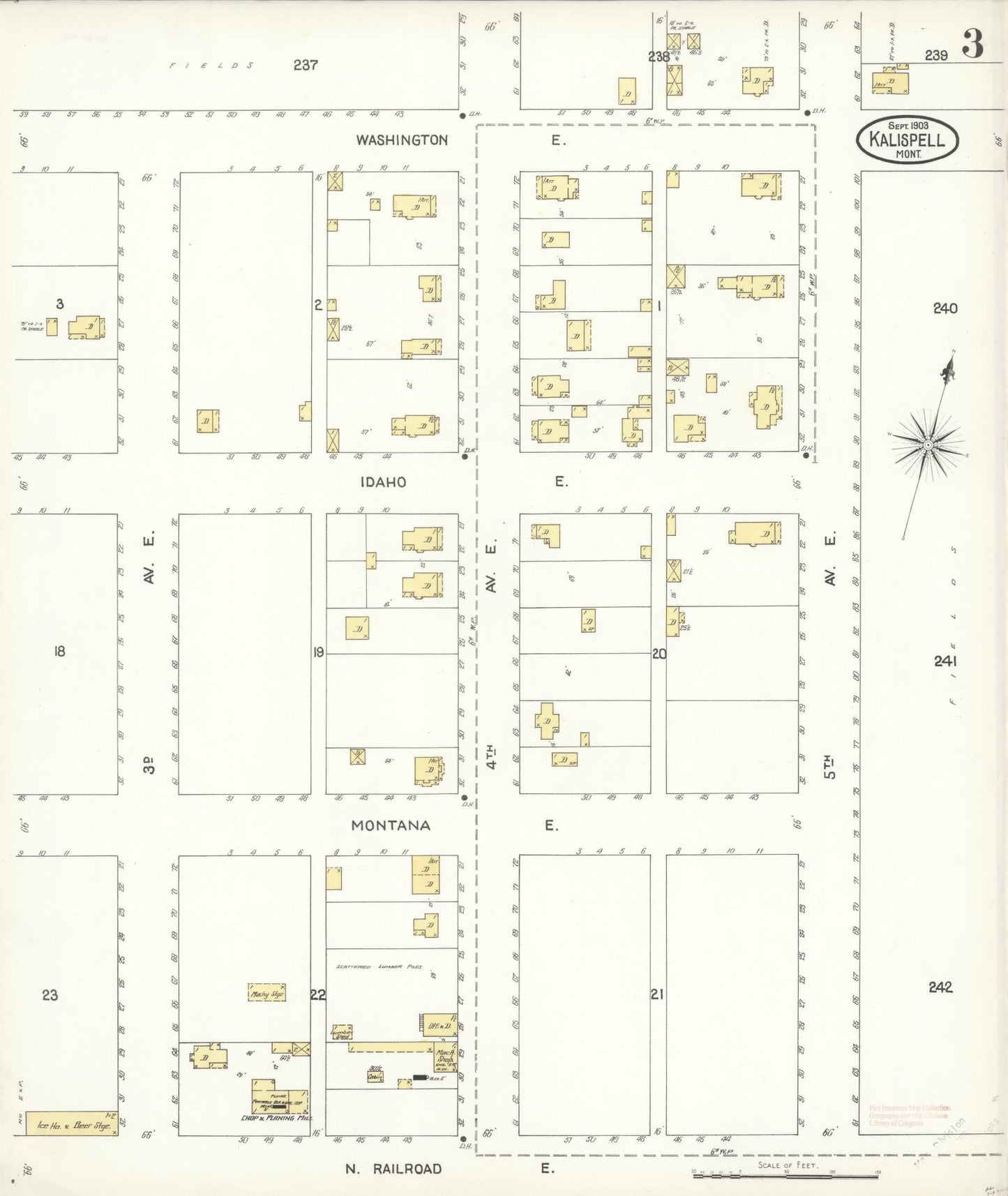 Sanborn Fire Insurance Map from Kalispell, Flathead County, Montana (1903), Sheet #0003 - Historic Sanborn Fire Insurance Map Print, vintage old map wall art, antique decor, genealogy gift, Montana Montana map