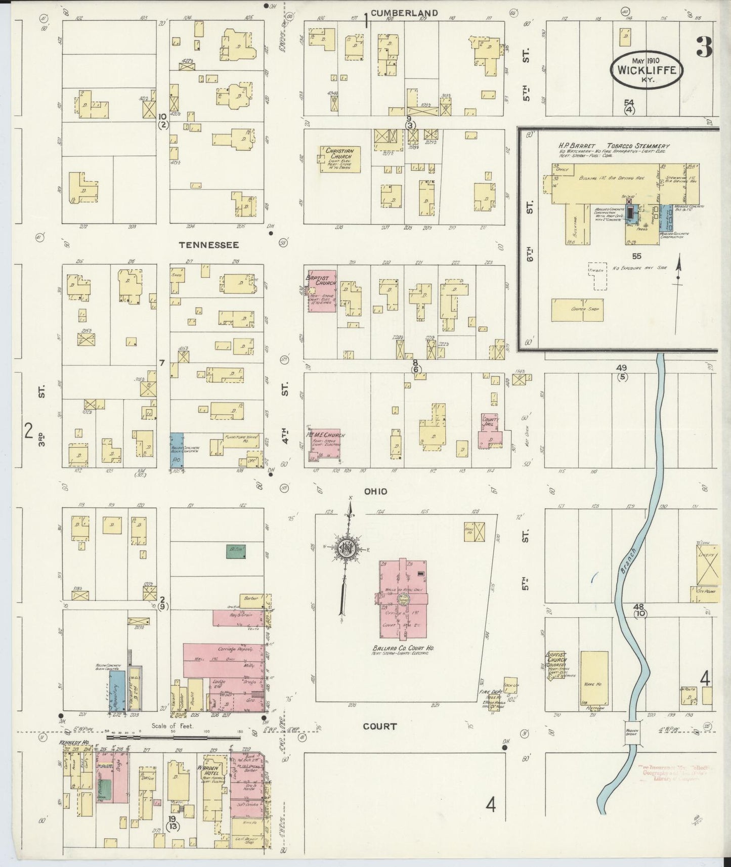 Sanborn Fire Insurance Map from Wickliffe, Ballard County, Kentucky (1910), Sheet #0003 - Complete Map Set gallery image, historic Sanborn map, vintage wall art, Kentucky Kentucky