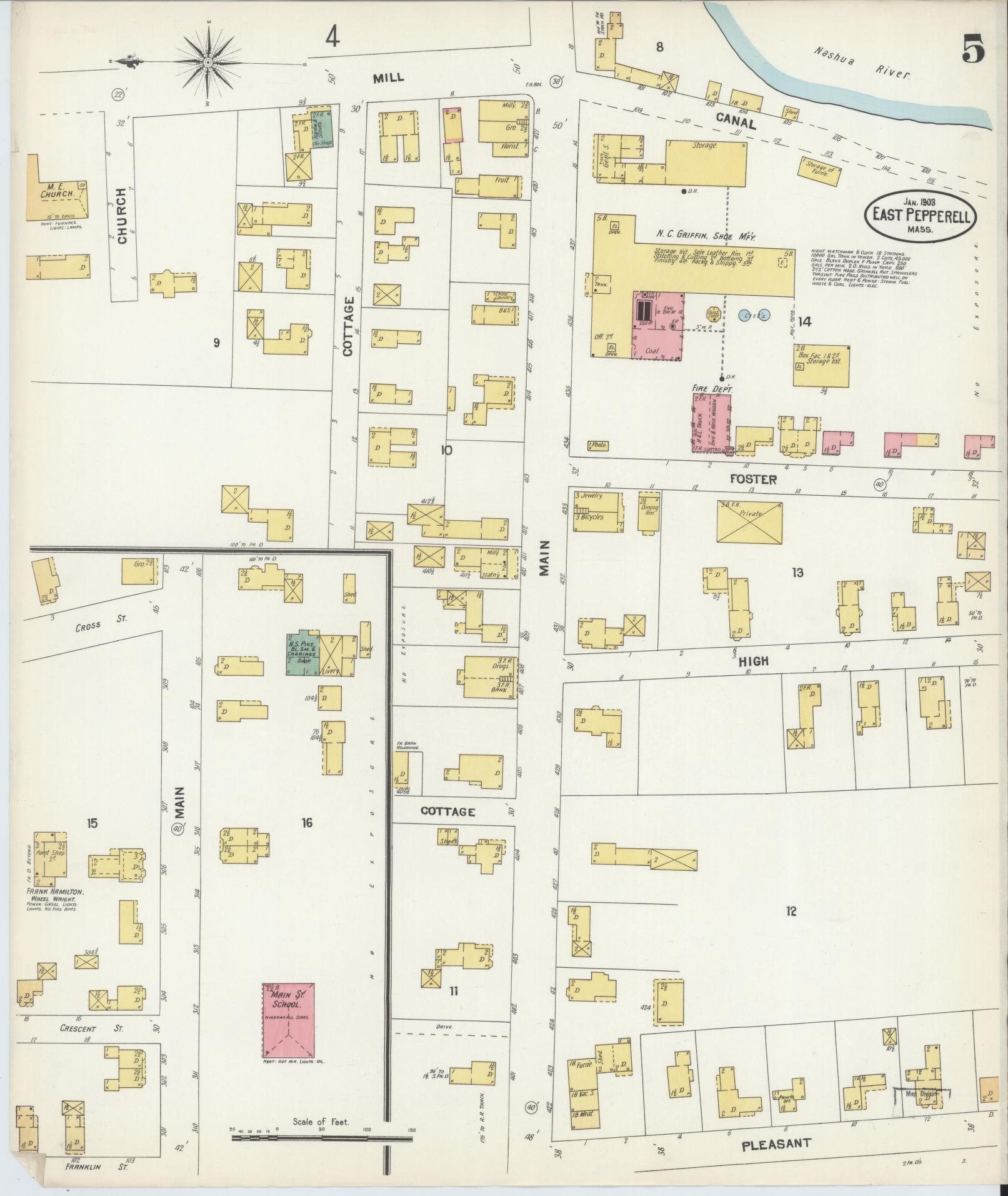 Sanborn Fire Insurance Map from East Pepperell, Middlesex County, Massachusetts (1903), Sheet #0005 - Complete Map Set gallery image, historic Sanborn map, vintage wall art, Massachusetts Massachusetts