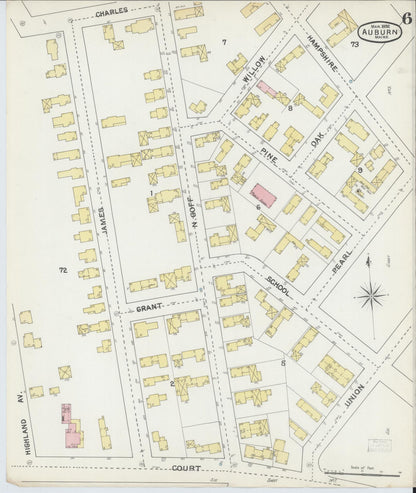 Sanborn Fire Insurance Map from Auburn, Androscoggin County, Maine (1892), Sheet #0006 - Complete Map Set gallery image, historic Sanborn map, vintage wall art, Maine Maine