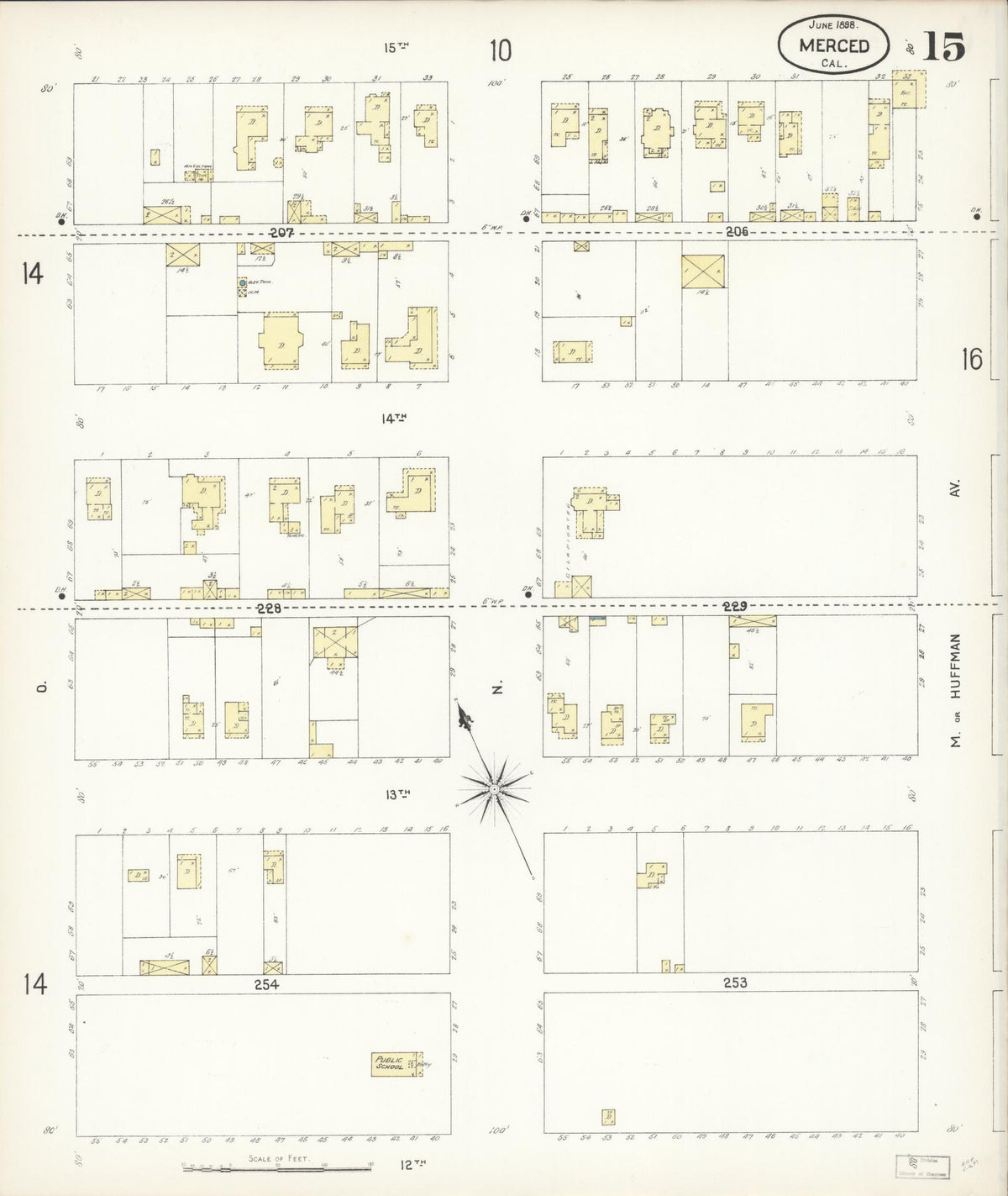 Sanborn Fire Insurance Map from Merced, Merced County, California (1898), Sheet #0015 - Complete Map Set gallery image, historic Sanborn map, vintage wall art, California California
