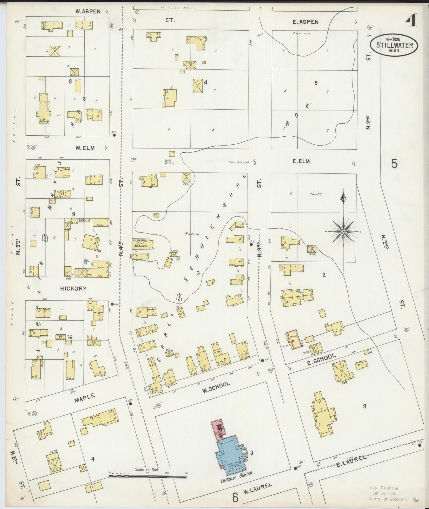 Sanborn Fire Insurance Map from Stillwater, Washington County, Minnesota (1898), Sheet #0004 - Complete Map Set gallery image, historic Sanborn map, vintage wall art, Minnesota Minnesota