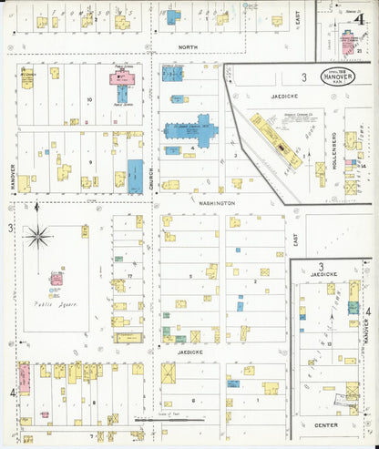 Sanborn Fire Insurance Map from Hanover, Washington County, Kansas (1905), Sheet #0004 - Complete Map Set gallery image, historic Sanborn map, vintage wall art, Kansas Kansas