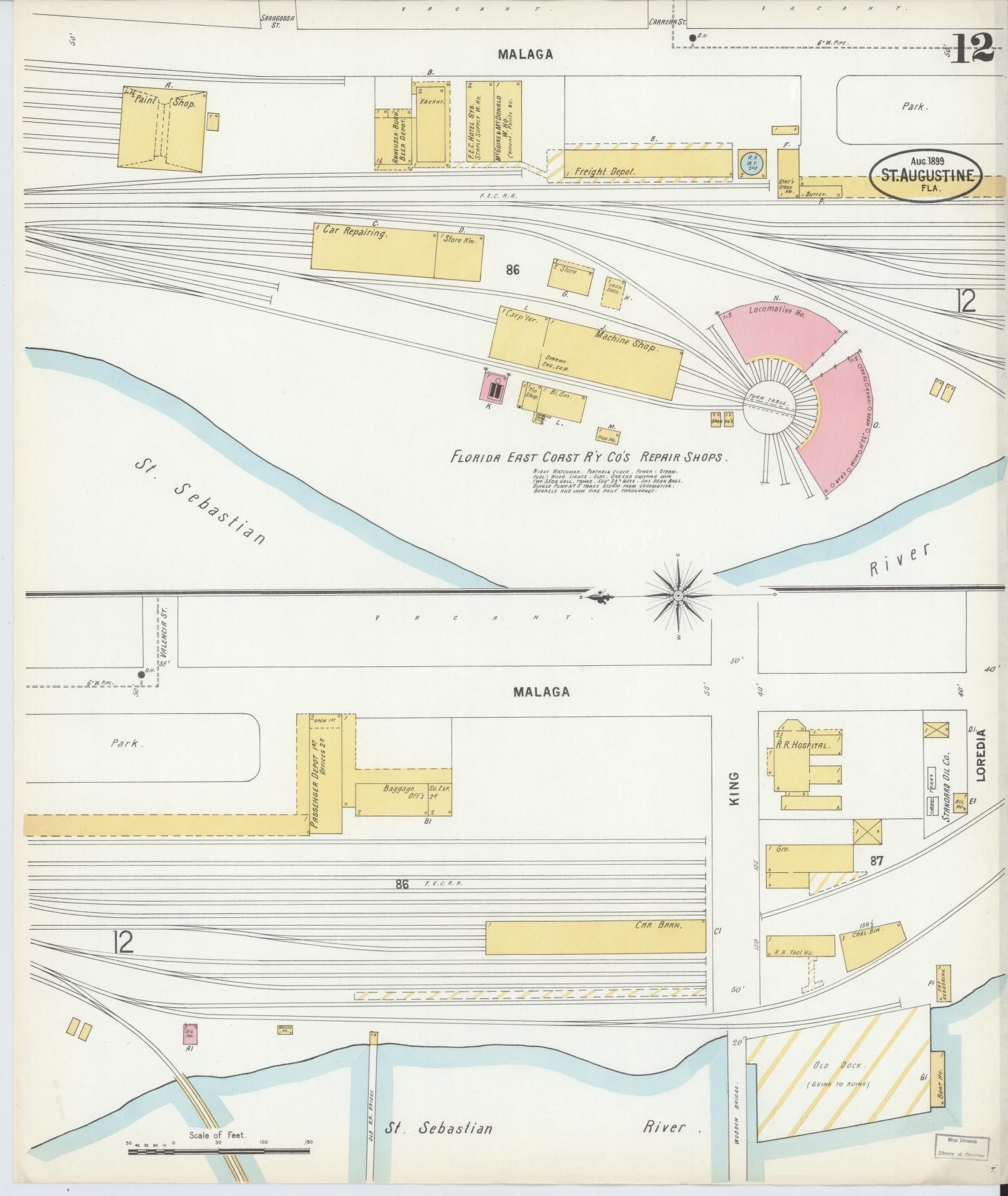 Sanborn Fire Insurance Map from Saint Augustine, Saint John's County, Florida (1899), Sheet #0012 - Complete Map Set gallery image, historic Sanborn map, vintage wall art, Florida Florida