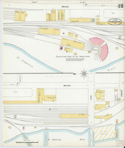 Sanborn Fire Insurance Map from Saint Augustine, Saint John's County, Florida (1899), Sheet #0012 - Complete Map Set gallery image, historic Sanborn map, vintage wall art, Florida Florida