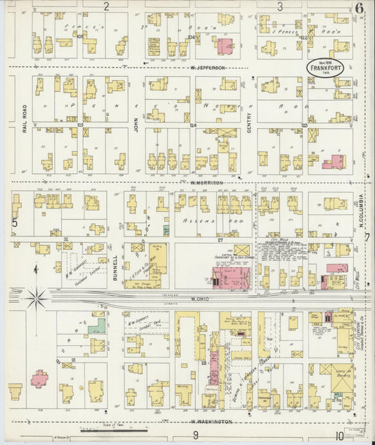 Sanborn Fire Insurance Map from Frankfort, Clinton County, Indiana (1898), Sheet #0006 - Historic Sanborn Fire Insurance Map Print, vintage old map wall art, antique decor, genealogy gift, Indiana Indiana map