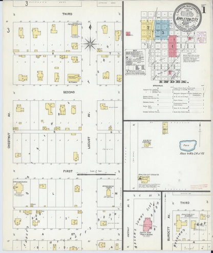 Sanborn Fire Insurance Map from Appleton City, Saint Clair County, Missouri (1902), Sheet #0001 - Complete Map Set gallery image, historic Sanborn map, vintage wall art, Missouri Missouri