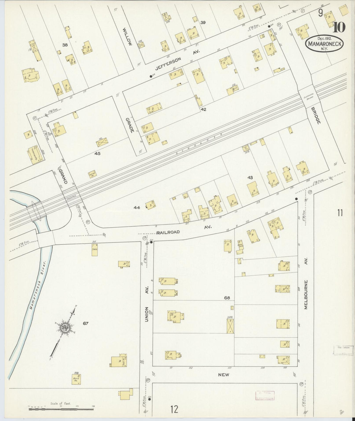 Sanborn Fire Insurance Map from Mamaroneck, Westchester County, New York (1912), Sheet #0009 - Complete Map Set gallery image, historic Sanborn map, vintage wall art, New York New York