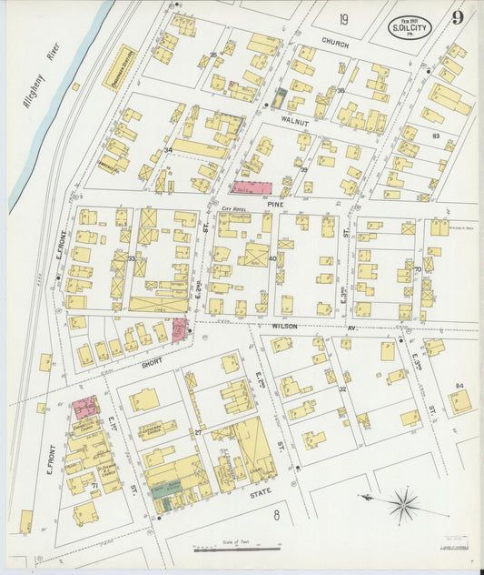 Sanborn Fire Insurance Map from Oil City, Venango County, Pennsylvania (1901), Sheet #0009 - Historic Sanborn Fire Insurance Map Print, vintage old map wall art, antique decor, genealogy gift, Pennsylvania Pennsylvania map