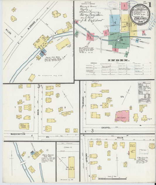 Sanborn Fire Insurance Map from Cobleskill, Schoharie County, New York (1898), Sheet #0001 - Complete Map Set gallery image, historic Sanborn map, vintage wall art, New York New York