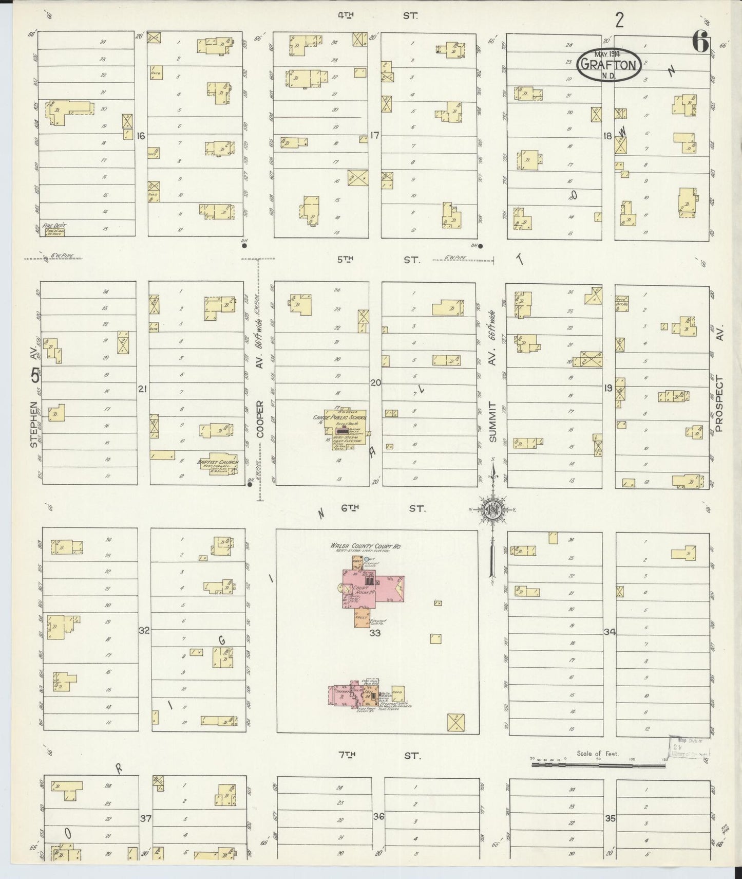 Sanborn Fire Insurance Map from Grafton, Walsh County, North Dakota (1914), Sheet #0006 - Complete Map Set gallery image, historic Sanborn map, vintage wall art, North Dakota North Dakota