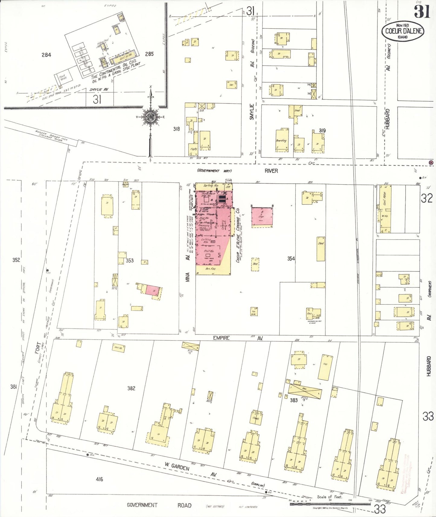 Sanborn Fire Insurance Map from Coeur D'alene, Kootenai County, Idaho (1921), Sheet #0031 - Complete Map Set gallery image, historic Sanborn map, vintage wall art, Idaho Idaho
