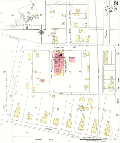 Sanborn Fire Insurance Map from Coeur D'alene, Kootenai County, Idaho (1921), Sheet #0031 - Complete Map Set gallery image, historic Sanborn map, vintage wall art, Idaho Idaho