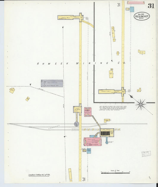 Sanborn Fire Insurance Map from Red Jacket, Houghton County, Michigan (1908), Sheet #0031 - Historic Sanborn Fire Insurance Map Print, vintage old map wall art, antique decor, genealogy gift, Michigan Michigan map