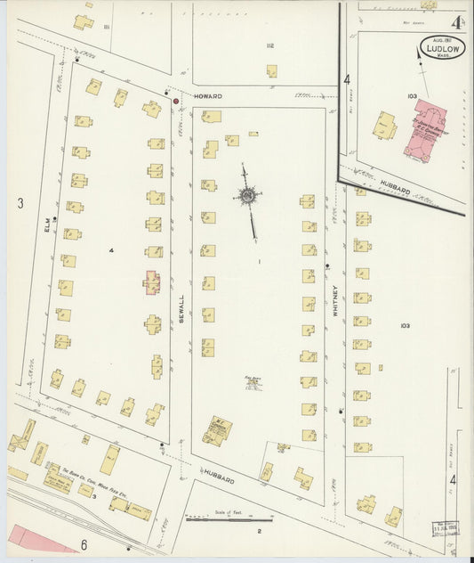 Sanborn Fire Insurance Map from Ludlow, Hampden County, Massachusetts (1911), Sheet #0004 - Historic Sanborn Fire Insurance Map Print, vintage old map wall art, antique decor, genealogy gift, Massachusetts Massachusetts map