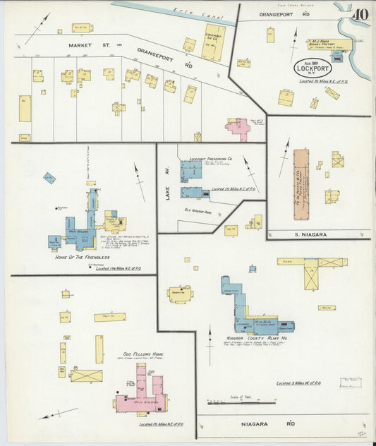 Sanborn Fire Insurance Map from Lockport, Niagara County, New York (1909), Sheet #0040 - Historic Sanborn Fire Insurance Map Print, vintage old map wall art, antique decor, genealogy gift, New York New York map
