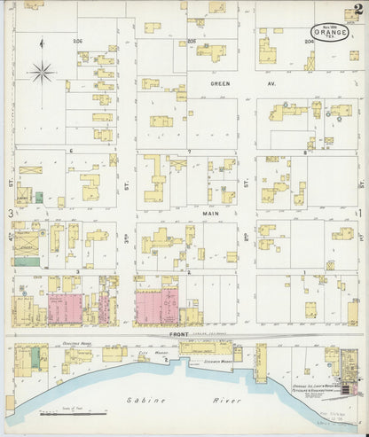 Sanborn Fire Insurance Map from Orange, Orange County, Texas (1896), Sheet #0002 - Complete Map Set gallery image, historic Sanborn map, vintage wall art, Texas Texas