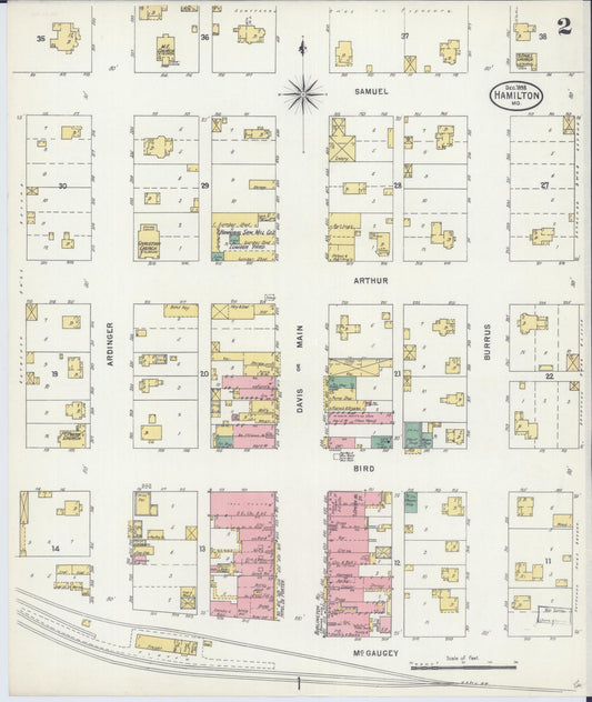 Sanborn Fire Insurance Map from Hamilton, Caldwell County, Missouri (1898), Sheet #0002 - Historic Sanborn Fire Insurance Map Print, vintage old map wall art, antique decor, genealogy gift, Missouri Missouri map