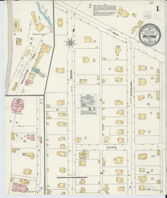 Sanborn Fire Insurance Map from Milford, Clermont And Hamilton County, Ohio (1905), Sheet #0001 - Historic Sanborn Fire Insurance Map Print, vintage old map wall art, antique decor, genealogy gift, Ohio Ohio map