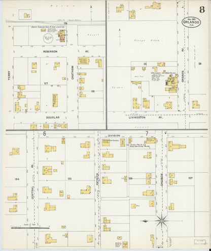 Sanborn Fire Insurance Map from Orlando, Orange County, Florida (1903), Sheet #0008 - Complete Map Set gallery image, historic Sanborn map, vintage wall art, Florida Florida