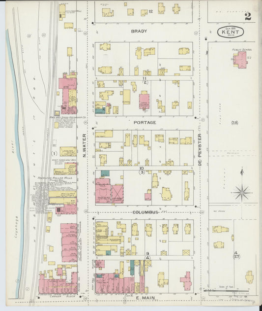 Sanborn Fire Insurance Map from Kent, Portage County, Ohio (1893), Sheet #0002 - Historic Sanborn Fire Insurance Map Print, vintage old map wall art, antique decor, genealogy gift, Ohio Ohio map
