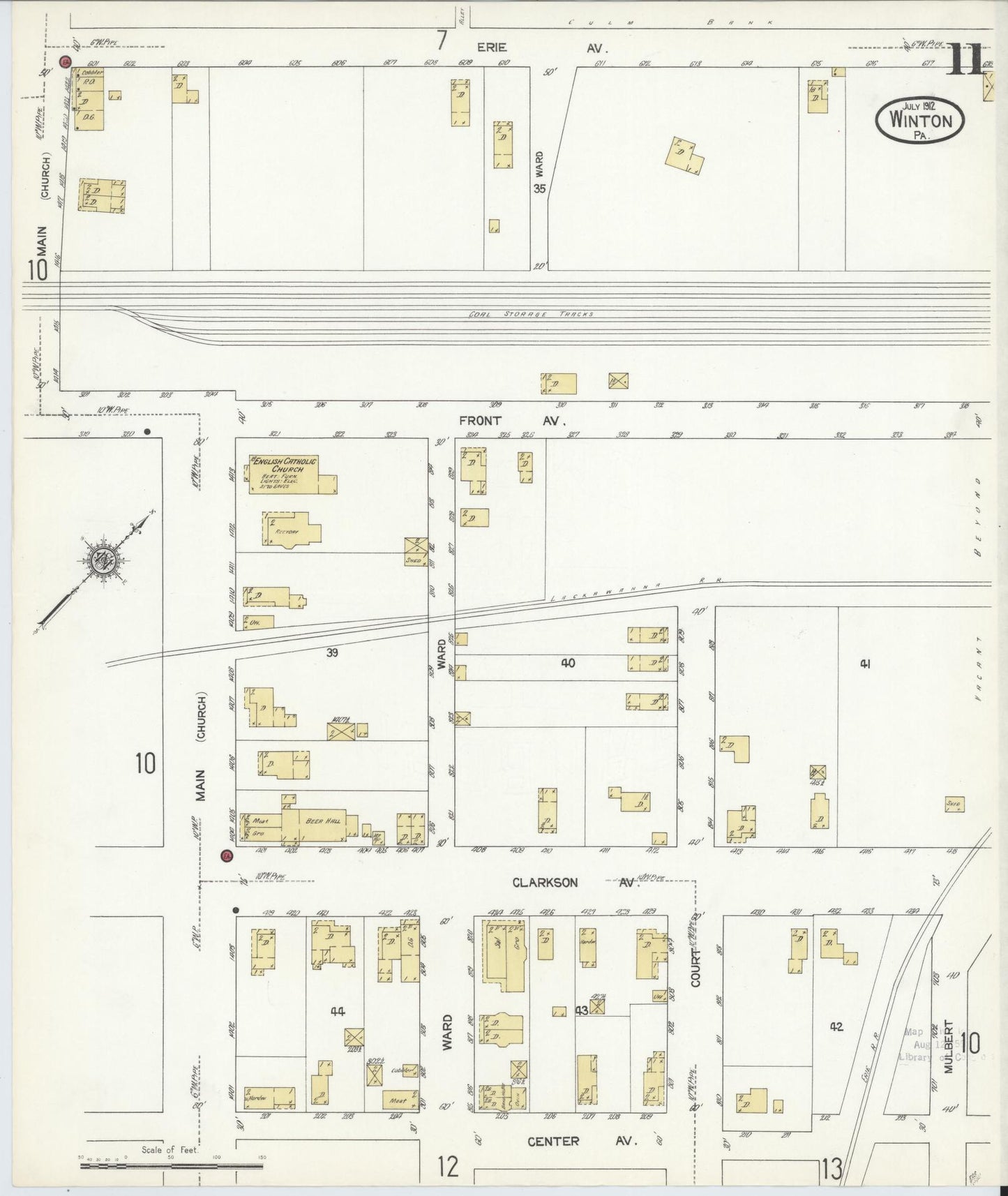 Sanborn Fire Insurance Map from Winton, Lackawanna County, Pennsylvania (1912), Sheet #0011 - Historic Sanborn Fire Insurance Map Print, vintage old map wall art, antique decor, genealogy gift, Pennsylvania Pennsylvania map