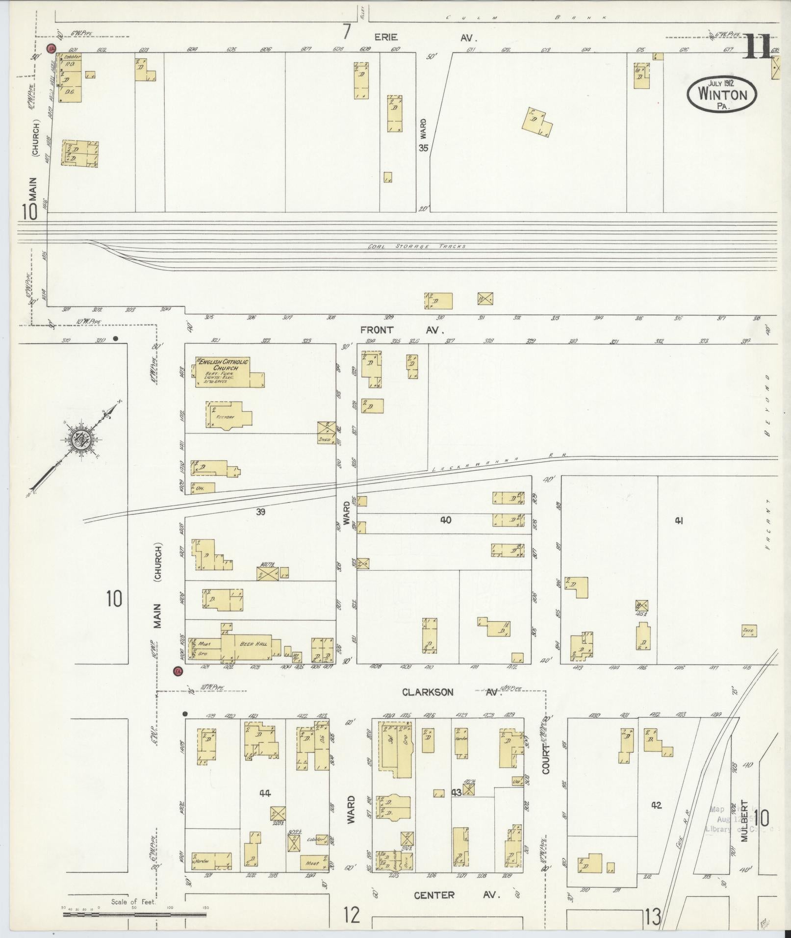 Sanborn Fire Insurance Map from Winton, Lackawanna County, Pennsylvania (1912), Sheet #0011 - Historic Sanborn Fire Insurance Map Print, vintage old map wall art, antique decor, genealogy gift, Pennsylvania Pennsylvania map