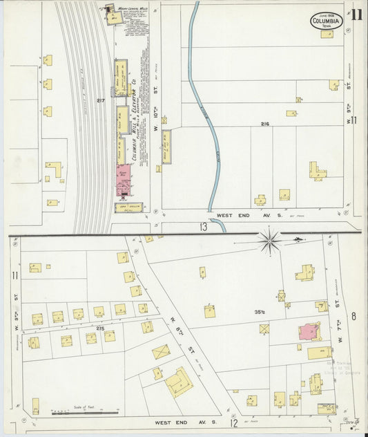 Sanborn Fire Insurance Map from Columbia, Maury County, Tennessee (1909), Sheet #0011 - Historic Sanborn Fire Insurance Map Print, vintage old map wall art, antique decor, genealogy gift, Tennessee Tennessee map