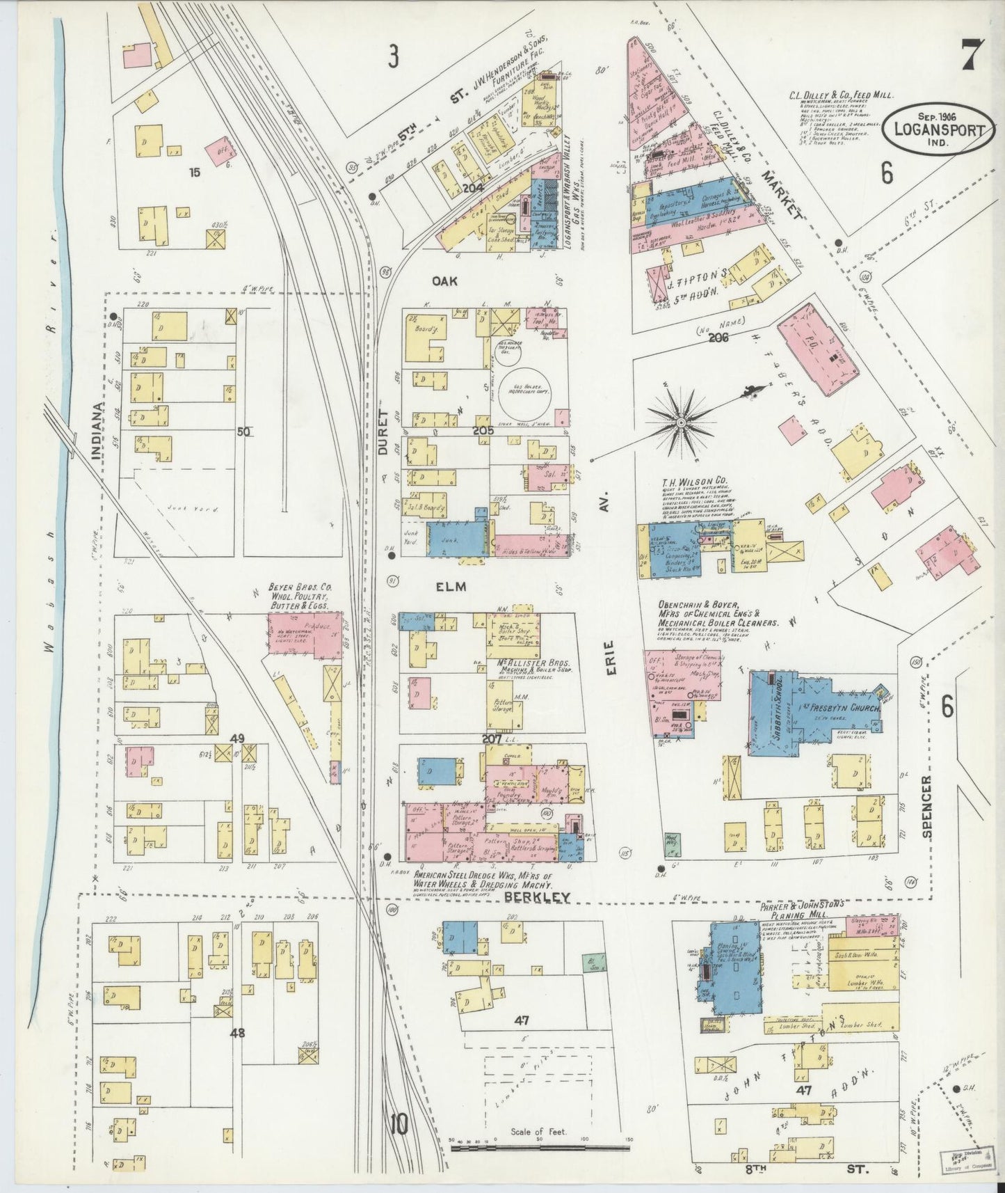 Sanborn Fire Insurance Map from Logansport, Cass County, Indiana (1906), Sheet #0007 - Complete Map Set gallery image, historic Sanborn map, vintage wall art, Indiana Indiana