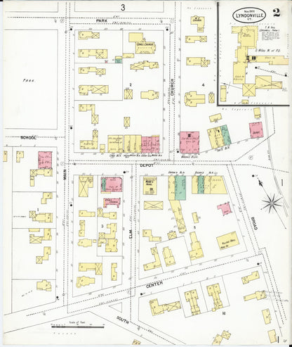 Sanborn Fire Insurance Map from Lyndonville, Caledonia County, Vermont (1900), Sheet #0002 - Complete Map Set gallery image, historic Sanborn map, vintage wall art, Vermont Vermont