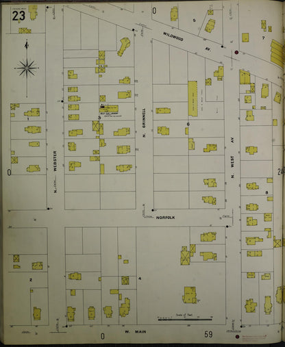 Sanborn Fire Insurance Map from Jackson, Jackson County, Michigan (1907), Sheet #0023 - Complete Map Set gallery image, historic Sanborn map, vintage wall art, Michigan Michigan