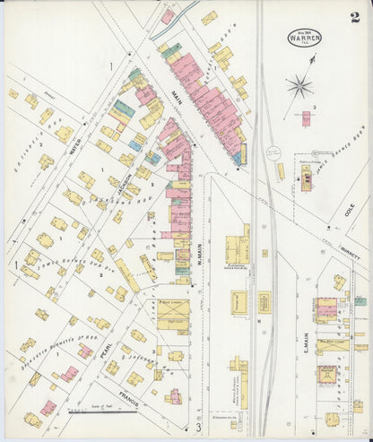 Sanborn Fire Insurance Map from Warren, Jo Daviess County, Illinois (1904), Sheet #0002 - Historic Sanborn Fire Insurance Map Print, vintage old map wall art, antique decor, genealogy gift, Illinois Illinois map