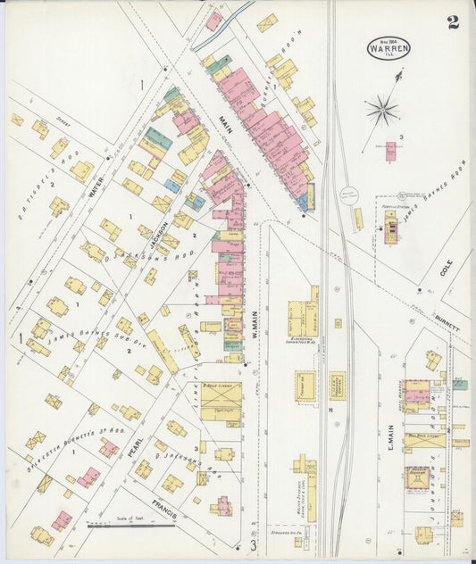Sanborn Fire Insurance Map from Warren, Jo Daviess County, Illinois (1904), Sheet #0002 - Historic Sanborn Fire Insurance Map Print, vintage old map wall art, antique decor, genealogy gift, Illinois Illinois map