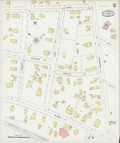 Sanborn Fire Insurance Map from Palmer, Hampden County, Massachusetts (1896), Sheet #0002 - Complete Map Set gallery image, historic Sanborn map, vintage wall art, Massachusetts Massachusetts