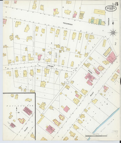 Sanborn Fire Insurance Map from Dundee, Monroe County, Michigan (1908), Sheet #0003 - Complete Map Set gallery image, historic Sanborn map, vintage wall art, Michigan Michigan