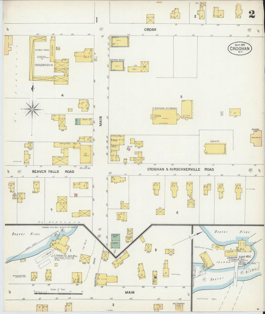 Sanborn Fire Insurance Map from Croghan, Lewis County, New York (1902), Sheet #0002 - Historic Sanborn Fire Insurance Map Print, vintage old map wall art, antique decor, genealogy gift, New York New York map