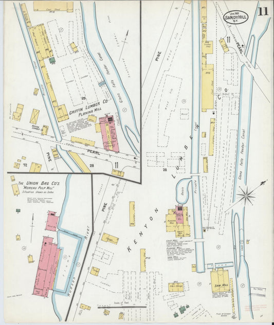 Sanborn Fire Insurance Map from Sandy Hill, Washington County, New York (1901), Sheet #0011 - Historic Sanborn Fire Insurance Map Print, vintage old map wall art, antique decor, genealogy gift, New York New York map